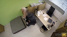 Gorgeous blonde office lady is so good at sucking dicks when needed
