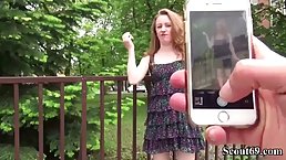Slutty, German blonde, Emma lets a stranger take a few photos of her before fucking her ass
