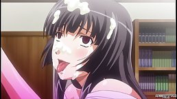Busty, cartoon brunette is moaning during a casual fuck, because she is about to cum