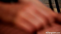 Kinky, blonde babe likes to get tied up tight and throatfucked, before riding a stiff dick