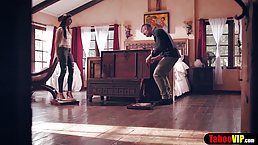 Tattooed teen brunette got spanked and fucked in the late afternoon and enjoyed every second of it