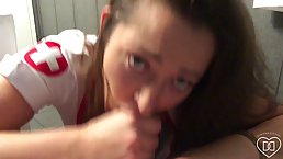 Hot nurse who likes to suck cocks for free, Dani Daniels is pleasing her new patient