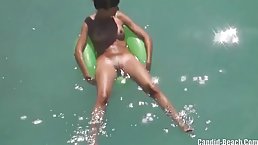 Naked milf is sunbathing and doesn't care if someone will be staring at her pussy