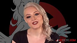 Gorgeous, blonde woman is giving a blowjob to a horny, tattooed man, before riding his stiff cock
