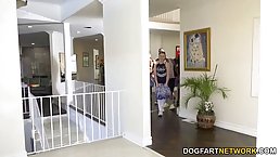 Slutty, white cheerleader, Arietta Adams offers herself to a group of horny, black guys, for free