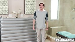 Horny guy is secretly fucking his smoking hot step- mom, while they are alone at home
