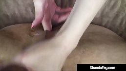 Red haired cougar in erotic lingerie, Shanda Fay fucks her new lover with a strap- on