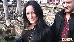 Italian woman, Mila is about to get cum on face, after riding a stiff dick