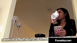 Jenna Foxx and Cristi Ann are licking each other's pussy while horny and alone in the kitchen