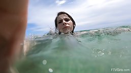 Slim sweetheart with small tits and perky nipples, Ziva Little likes to get naked in public places