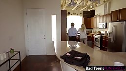Slutty, blonde girl, Lily Rader is often having sex with her landlord, to pay the rent