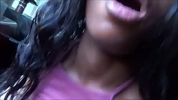 Black babe got fresh cum all over her tits after getting fucked hard, from the back