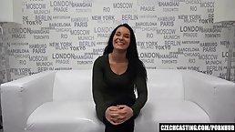 Submissive brunette went to a porn video casting and had the most amazing threesome ever