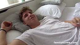 Two insatiable women are having an orgy with younger guys, instead of getting ready for work