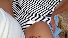 Busty chick is getting fucked hard, on the beach, during the sunset and enjoying it a lot