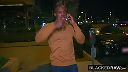 Horny white slut with blue hair met up with a random black dude to have casual sex