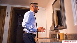 Kinky woman made her husband watch while she was fucking one of his younger employees