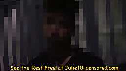 Asian chick with a trimmed pussy, Juliet is peeing in the shower and making a close- up