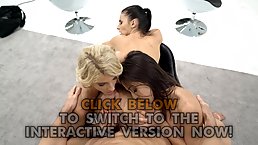 Horny girls are having a foursome in the dance studio, instead of having a class