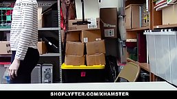 Slim shoplifter gets caught once in a while, but she fucks her way out of the trouble