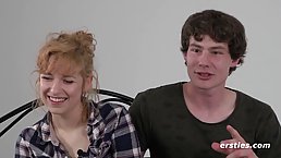 Lovely, amateur chick is about to get fucked in front of the camera, for the first time