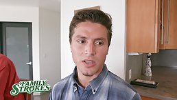 Impressive brunette with big milk jugs is cheating on her husband with her handsome step- son