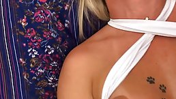 Busty blonde woman with big boobs has hooked up with a French guy, just to get fucked
