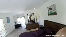 Alison Tyler is a big titted brunette who likes to masturbate on live cam, every day