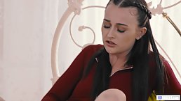 Frisky brunette is exploring her sexuality with a girl she is secretly in love with