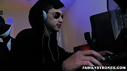 Handsome guy is often busy playing games, but his slutty step- sister wants to fuck him