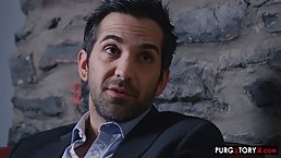 Seductive brunette is in love with her lawyer and can't hold back from fucking him every day