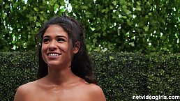 Skinny teen is always horny, so that's why she wants to become a pornstar one day