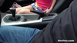 Pretty hitchhiker is pleasing a rich grandpa in his car to get a free ride home