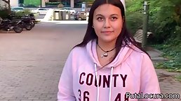 Amateur brunette got hammered in front of the web camera, while her boyfriend was at work