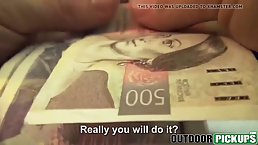 Slutty teen couldn't say no to money she would get after sucking and riding a random cock