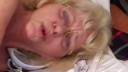 Naughty, Czech granny with blonde hair is sucking dick and getting fucked harder than ever before