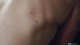 Naked, blonde woman is having casual sex with a younger guy who isn't her partner