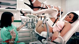 Kinky nurse, Minerva is playing with Valentina Bianco, while they are alone in the office