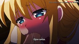 Hentai blonde with big tits is wearing a sexy maid clothes while fucking a horny man