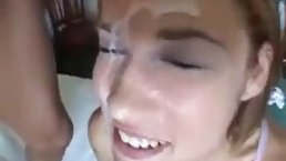 Barely legal blonde had anal sex and got a facial cumshot in the end, the other day
