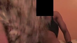 Horny, black dude is fucking a Caucasian woman in a doggy- style position, on web cam