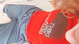 Busty babe is wearing a lacy bra while trying to make a sexy video at home