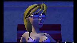 Animated babe got down and dirty with a man in a funny shirt, until she came