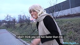 Ebony blonde, Jordan Pryce got fucked from the back, after sucking a white guy's dick