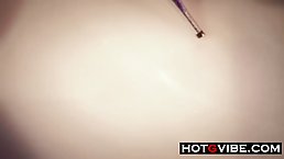 Spanish blonde chick in red shoes with high heels is masturbating in front of the mirror