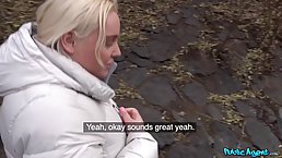 Plump blonde with massive tits is gently sucking a hard dick and expecting a cumshot