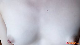 Adorable teen brunette, Molly is naked and getting fucked hard, from the back, on the couch