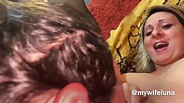 Big ass, blonde woman is spreading her legs wide open and getting fucked harder than ever before