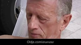 Lusty amateur blonde likes to have casual sex with elderly guys, after giving them amazing blowjobs