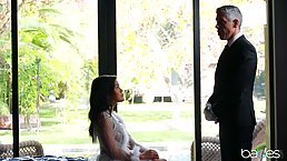 Adorable Asian brunette, Kendra Spade decided to have sex with the butler, until she cums